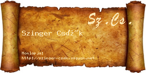 Szinger Csák névjegykártya